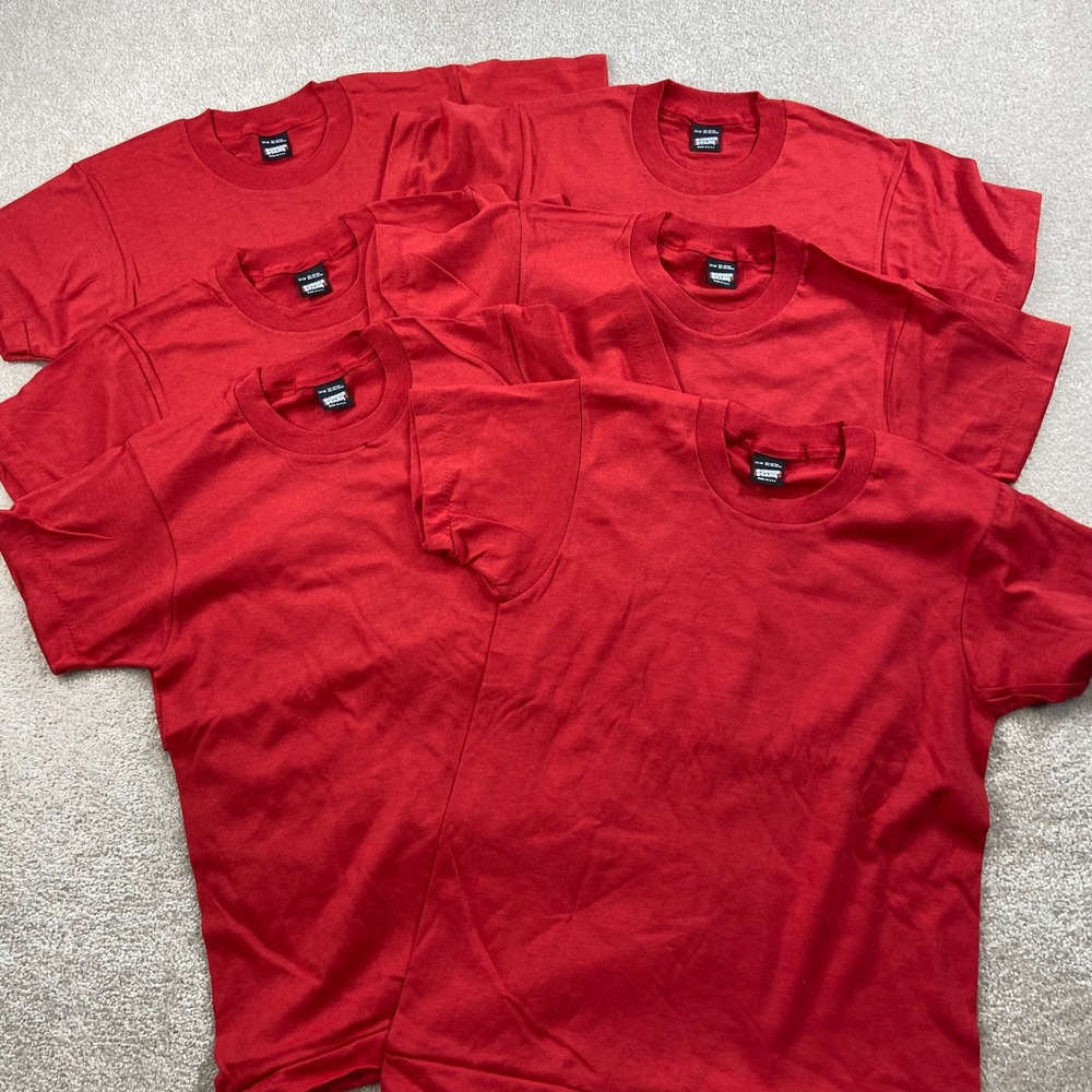 Vintage Lot Of 6 Screen Stars T-Shirt Kids 14-16 Red Single Stitch Blank Tee USA